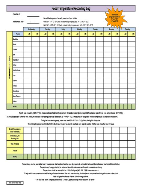 Food Temperature Recording Log Fill Out And Sign Printable Pdf