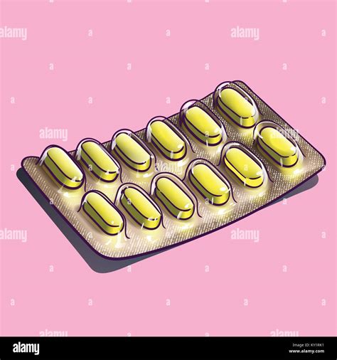 Medication Yellow Caplets In A Foil And Plastic Blister Pack Hi Res