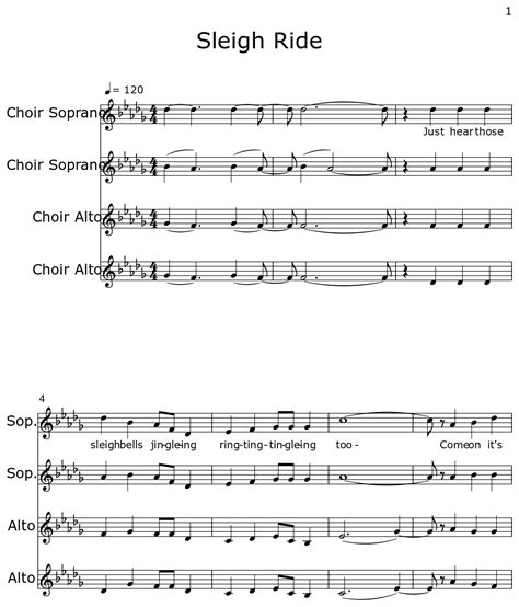 Sleigh Ride Sheet Music For Choir Aahs