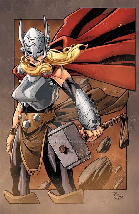 Female Thor Print By Rosshughes On Deviantart Female Thor Marvel