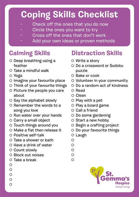 Safe Coping Skills Worksheets
