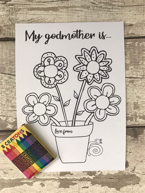 Mothers Day Colouring Page Godmother T My Godmother Etsy