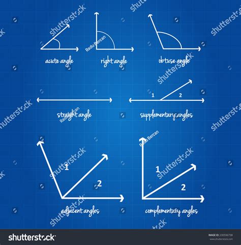 Mathematical Angles Signs On Blueprint Stock Vector Royalty Free