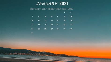 Free Download January 2021 Calendar Wallpaper Desktop Laptop Computer