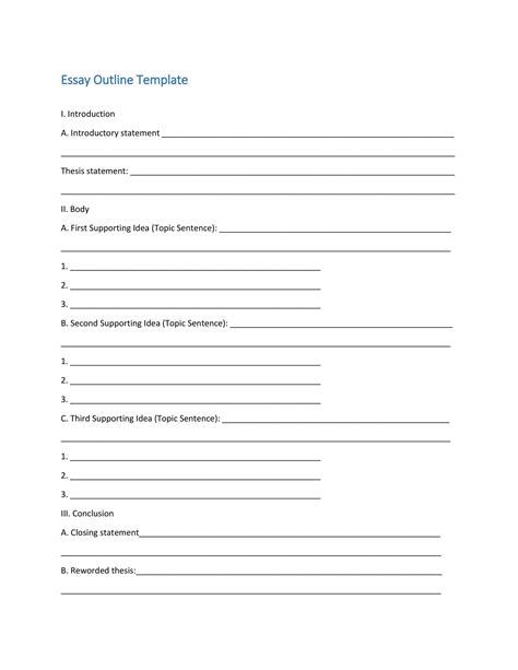 Free Printable Essay Outline Template Printable Templates