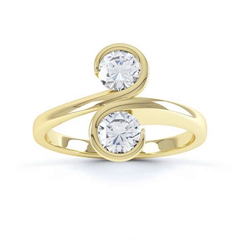 2 Stone Swirling Round Diamond Engagement Ring