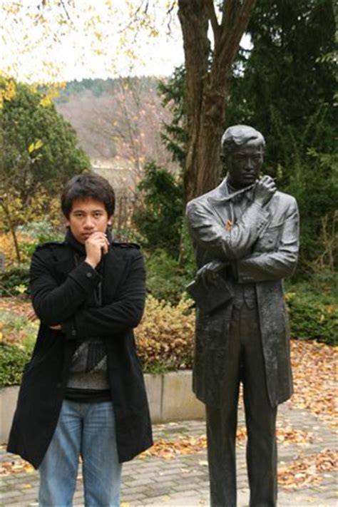 Jose rizal (philippine national hero) lived in wilhelmsfeld, germany 1886. the author posing beside a statue of his childhood idol ...