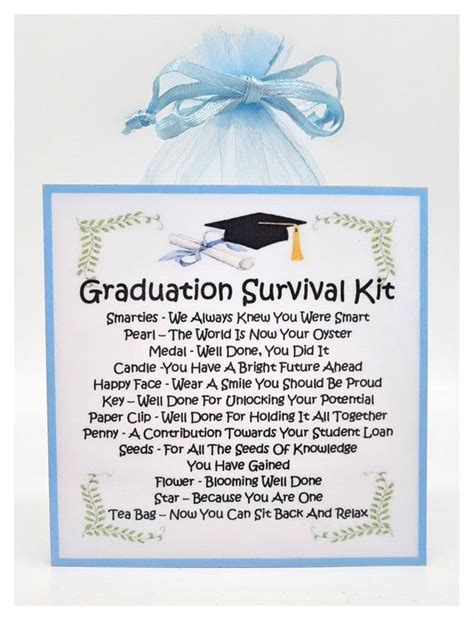 A Graduation Survival Kit With A Blue Ribbon