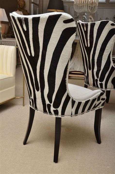 Shop with afterpay on eligible items. Set of Eight Zebra Stenciled Cowhide Dining Chairs For ...