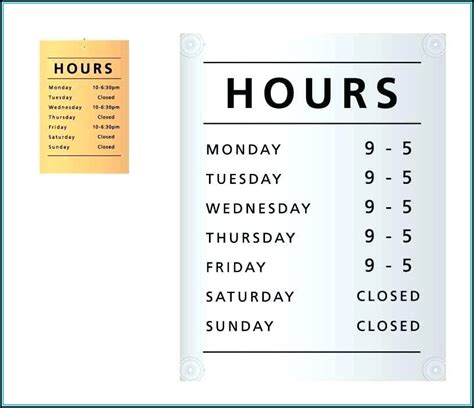 Store Hours Sign Template Template 1 Resume Examples