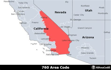 760 Area Code Map United States Map