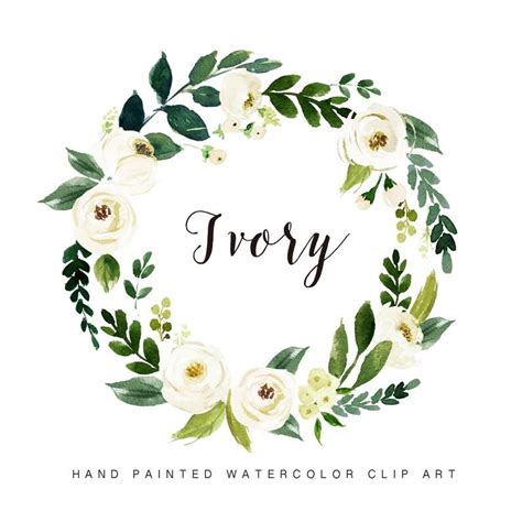 Watercolor Flower Wreath Clipart Ivory Small Set Individual PNG Files