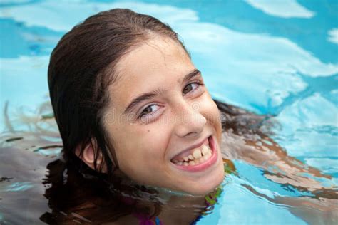 Happy Tween Girl In Swimming Pool Stock Image Image Of Enjoy Person