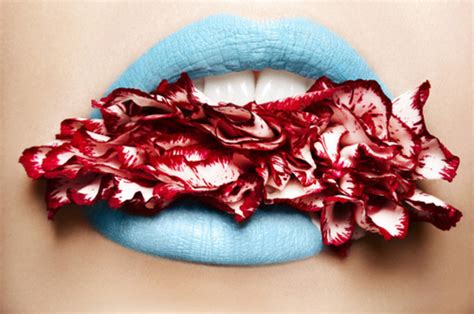 Art Blue Flower Lips Mouth Image 66747 On