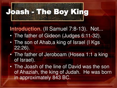 Ppt Joash The Boy King Powerpoint Presentation Free Download Id