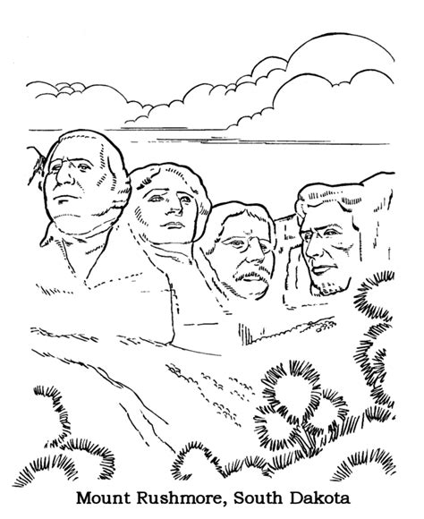 Rainier and downtown seattle coloring page. Mt. Rushmore | Valentine & Other Feb. Holidays Coloring ...