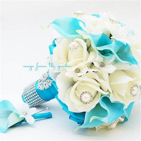 Check spelling or type a new query. Blue & White Bridal Bouquet Roses Calla Lilies Stephanotis ...