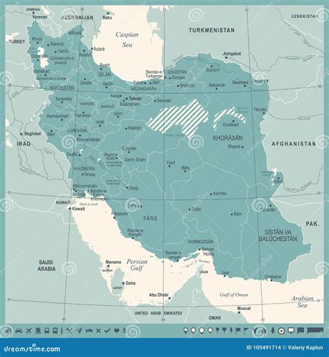 Iran Map Vintage Detailed Vector Illustration Stock Illustration