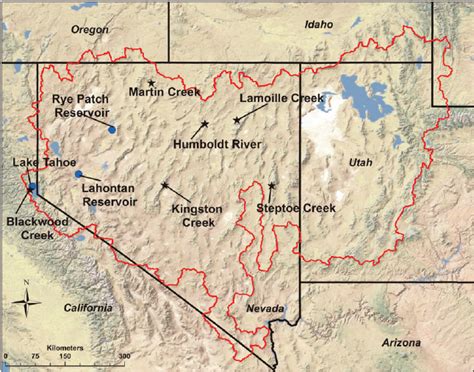 Study Area With Hydrologic Great Basin Perimeter Red Line Usgs Lake