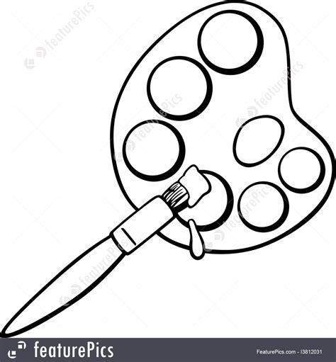 Artistic Tools: Brush And Palette Clip Art Coloring Page - Stock Illustration I3812031 at ...