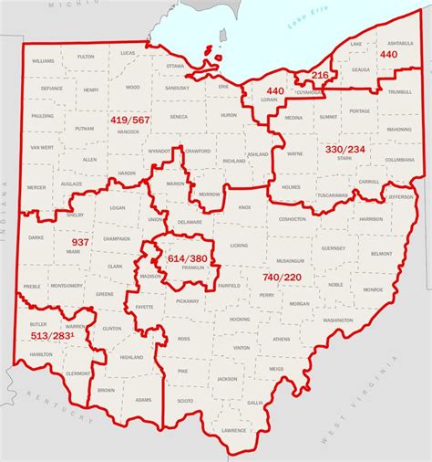 Map Of Ohio Area Codes Maps Of Ohio