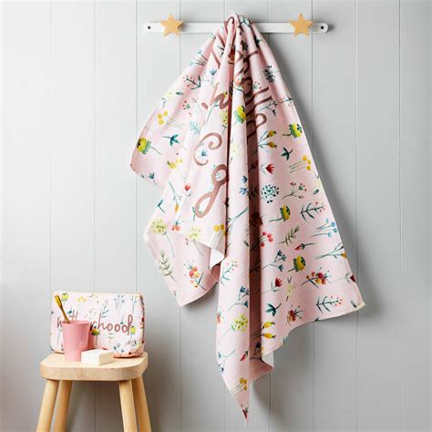 Childrens Personalised Floral Swimming Towel By Tilliemint