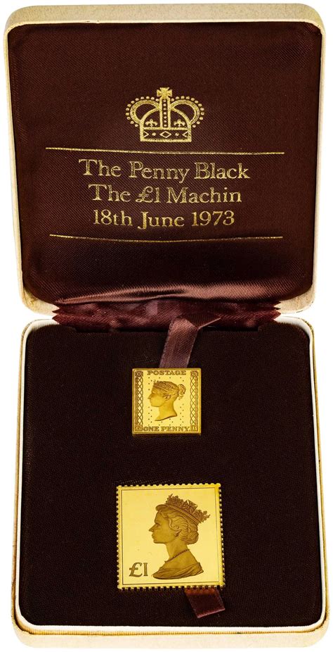 1973 £1 Machin And Penny Black Gold Stamp Replicas Chards