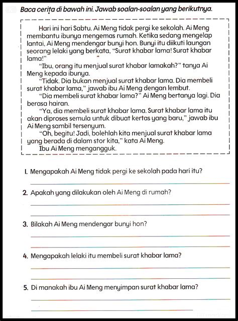 Latihan Bahasa Melayu Pemahaman Tahun 3