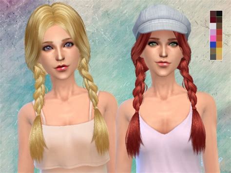 The Sims Resource Double Braids Hairstyle K 129 By Skysims Sims 4 Hairs