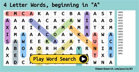 4 Letter Words Beginning In A Word Search