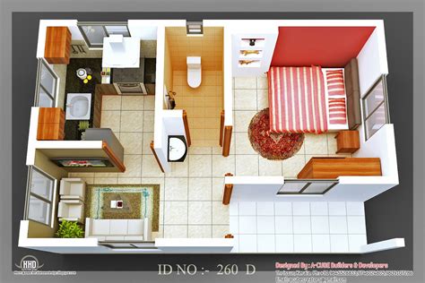 3D isometric views of small house plans | Architecture house plans