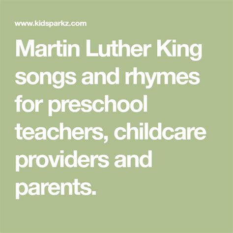 Martin Luther King Songs And Rhymes For Preschool Teachers Childcare