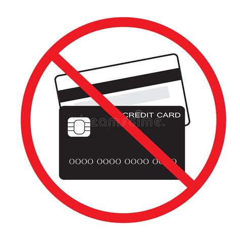 No Credit Card On White Background Red Prohibition Sign Stop Symbol