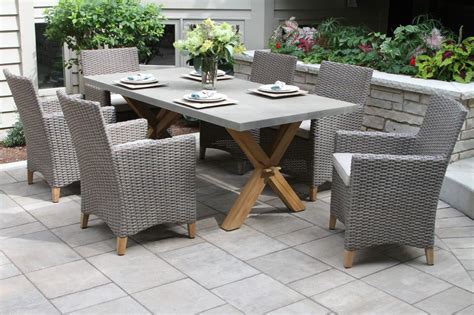 Create an inviting outdoor space with the right timber or wicker outdoor furniture sets which you'll find choose from our outdoor lounge sets, dining tables and chairs, coffee tables, and much more. Teak & Driftwood Grey Wicker Dining Chair with Sunbrella ...