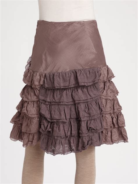 Ralph Lauren Blue Label Tiered Ruffle Skirt In Lavender Purple Lyst