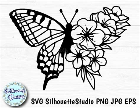 Free 156 Drawing Half Butterfly Half Flower Svg SVG PNG EPS DXF File