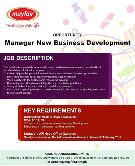 Mayfair Jobs Manager New Business Development