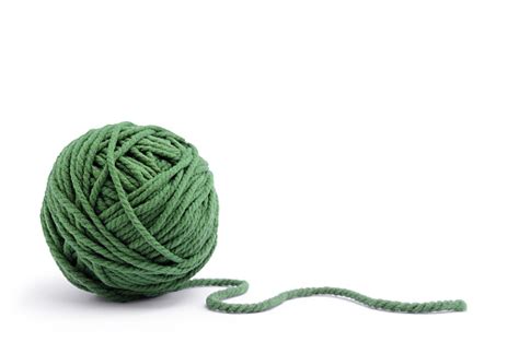 Clew Of Green Thread For Knitting Isolated On White Background Stock