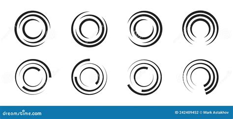 Set Of Lines In Circle Icon Abstract Circular Shapes Stock Vector