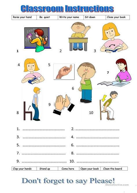 Classroom Instructions English Esl Worksheets Classroom Instruction