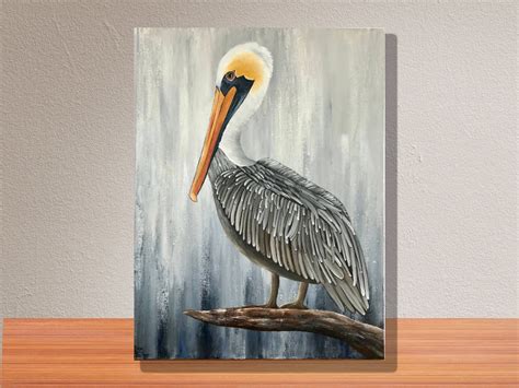 Brown Pelican Painting Canvas Original Acrylic Gallery Wrapped Etsy