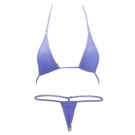 Iefiel Women Micro G String Bikini 2 Piece Sliding Top Thong Small Bra Lavender Buy Online In
