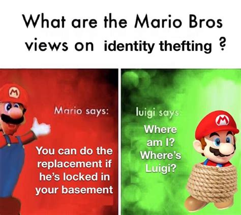 identity theft mario bros views mario says know your meme