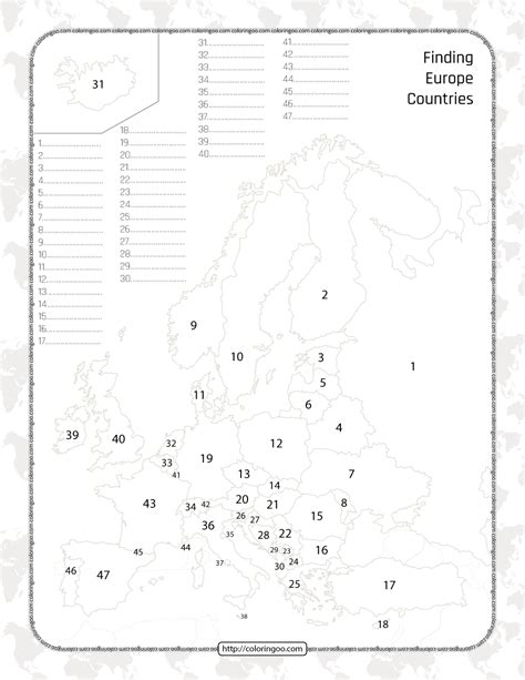 A Map Showing The Location Of Finding Europe Countries With Numbers In Each Country On It
