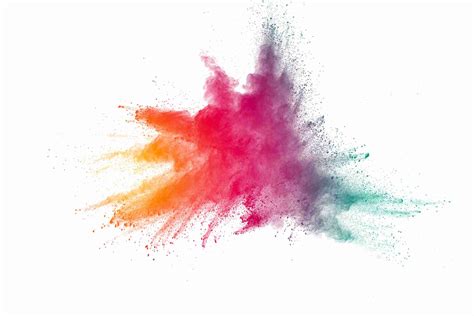 Abstract Multicolored Powder Splatter On White Background Placer