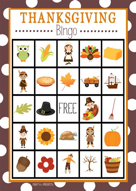 This blank bingo card can be used as a review game. Free Printable Thanksgiving Bingo Game - Crazy Little Projects