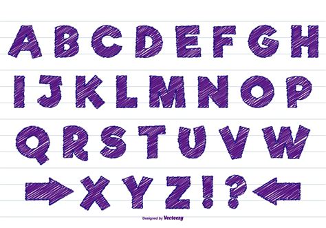 Purple Scribble Style Alphabet Set 109459 Vector Art At Vecteezy