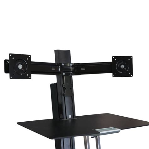 Ergotron Workfit Used Sit Stand Desktop W Dual Monitor Mounts Black