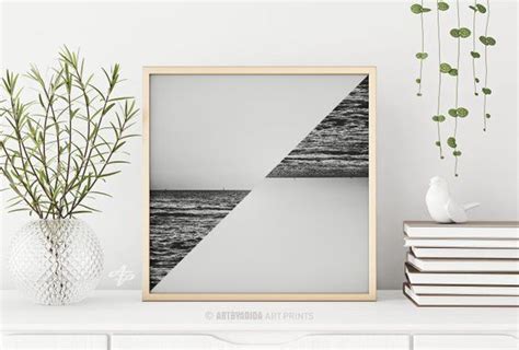 Ocean Slice Abstract Black And White Printable Art Geometric Minimal