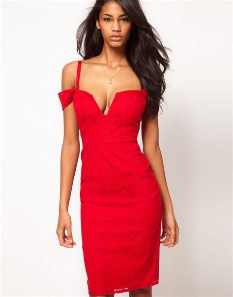 Asos Cocktail Dress In Lace Dresses Red Lace Dress Asos Lace Dress